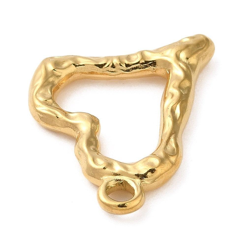 Bedel hartje RVS Goud 22mm - per stuk-bedels-Kraaltjes van Renate