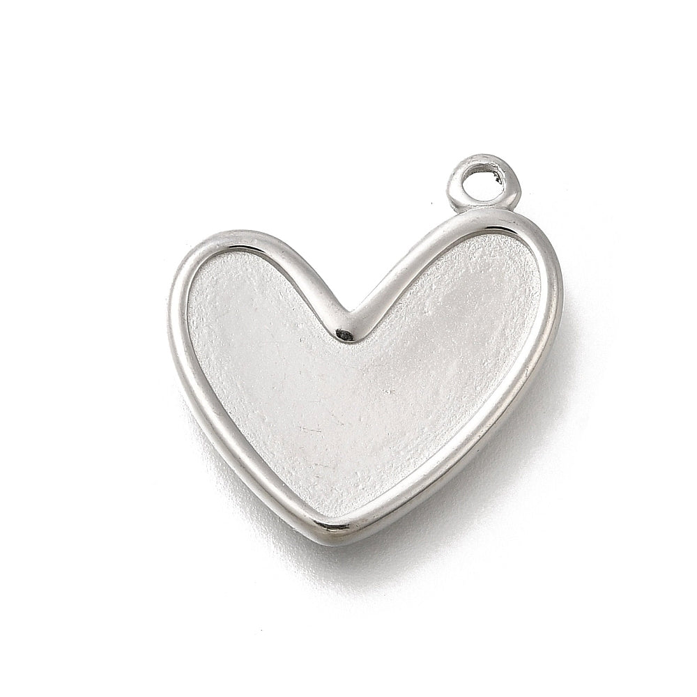 Bedel hartje RVS zilver 20,5mm- per stuk-bedels-Kraaltjes van Renate