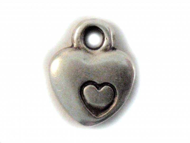 Bedel hartje metaal zilver DQ 12x10mm-Kraaltjes van Renate