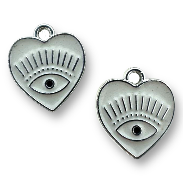 Bedel hartje oog wit zilver 14.5x13x1.5mm-bedels-Kraaltjes van Renate