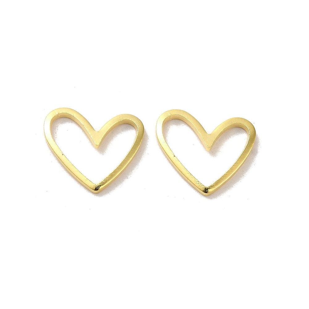 Bedel hartje open 24K goud 11x13mm-bedels-Kraaltjes van Renate