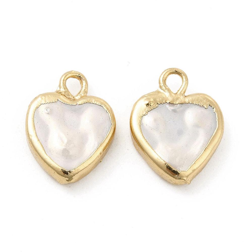 Bedel hartje parel/goud 14x10mm-bedels-Kraaltjes van Renate