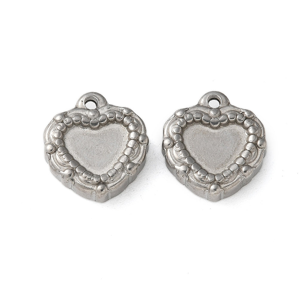 Bedel hartje patroon RVS zilver 14mm- per stuk-bedels-Kraaltjes van Renate