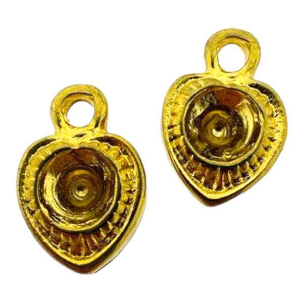 Bedel hartje voor puntsteen Goud DQ 12x20mm-bedels-Kraaltjes van Renate