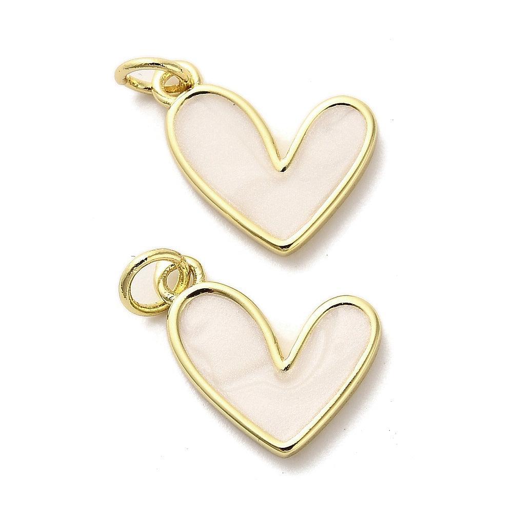 Bedel hartje wit brass 18K goud 12,5mm - per stuk-bedels-Kraaltjes van Renate