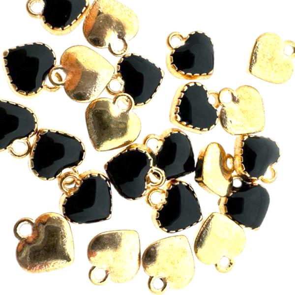 Bedel hartje zwart goud 8x7x2mm-bedels-Kraaltjes van Renate