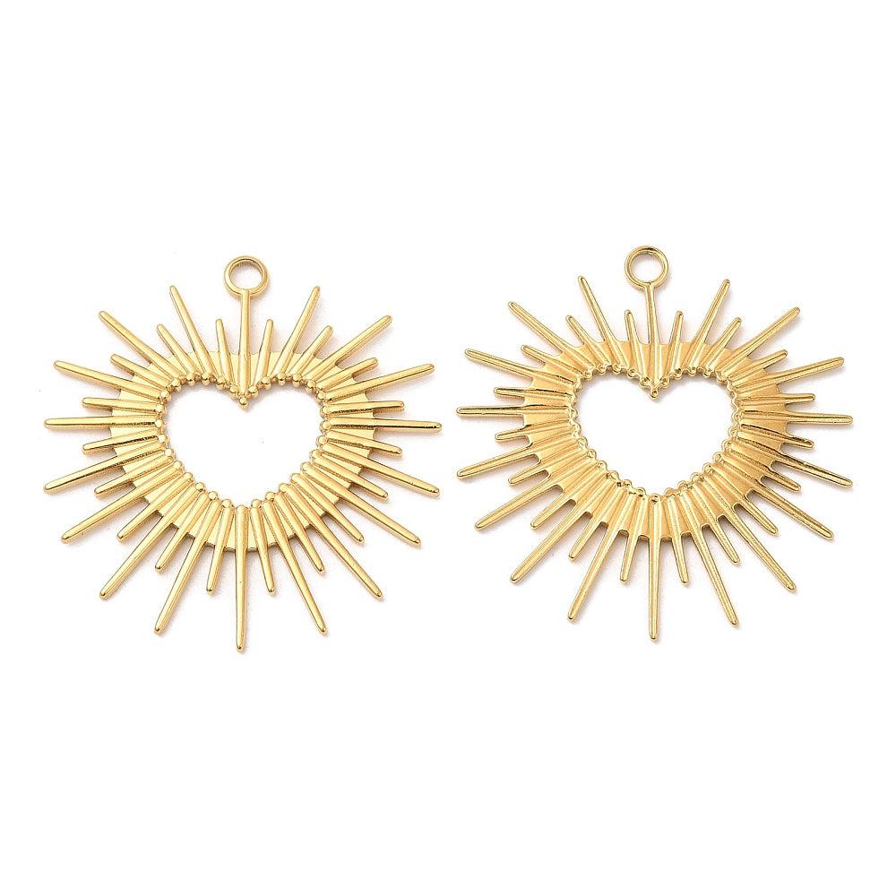 Bedel heart 18K RVS goud 36x35x2mm- per stuk-bedels-Kraaltjes van Renate