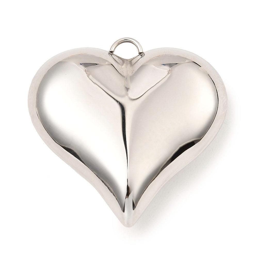 Bedel heart RVS zilver 35mm- per stuk-Kralen-Kraaltjes van Renate