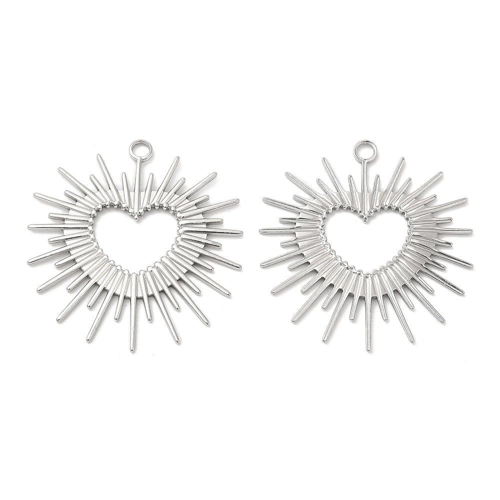 Bedel heart RVS zilver 36x35x2mm- per stuk-bedels-Kraaltjes van Renate