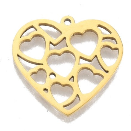 Bedel heart Stainless steel 18K gold 23,5mm-bedels-Kraaltjes van Renate