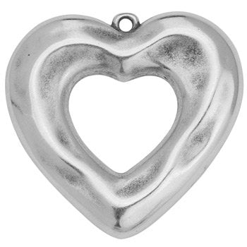 Bedel heart groot RVS zilver 32mm- per stuk-bedels-Kraaltjes van Renate