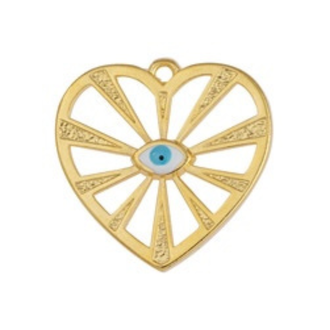 Bedel heart sunrise goud 24kr DQ 23x23,5mm-bedels-Kraaltjes van Renate