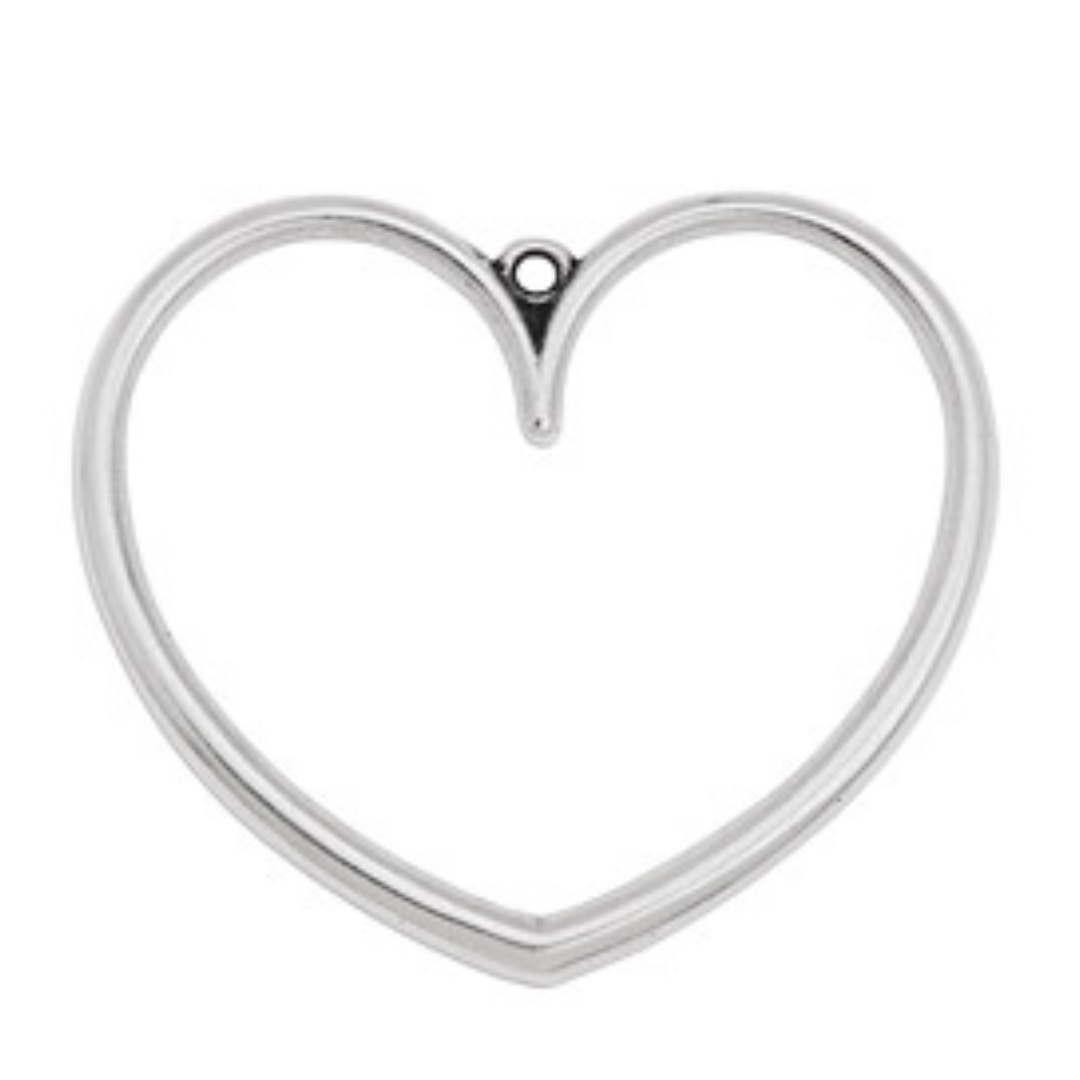 Bedel heart wireframe RVS zilver DQ 41x36mm-bedels-Kraaltjes van Renate