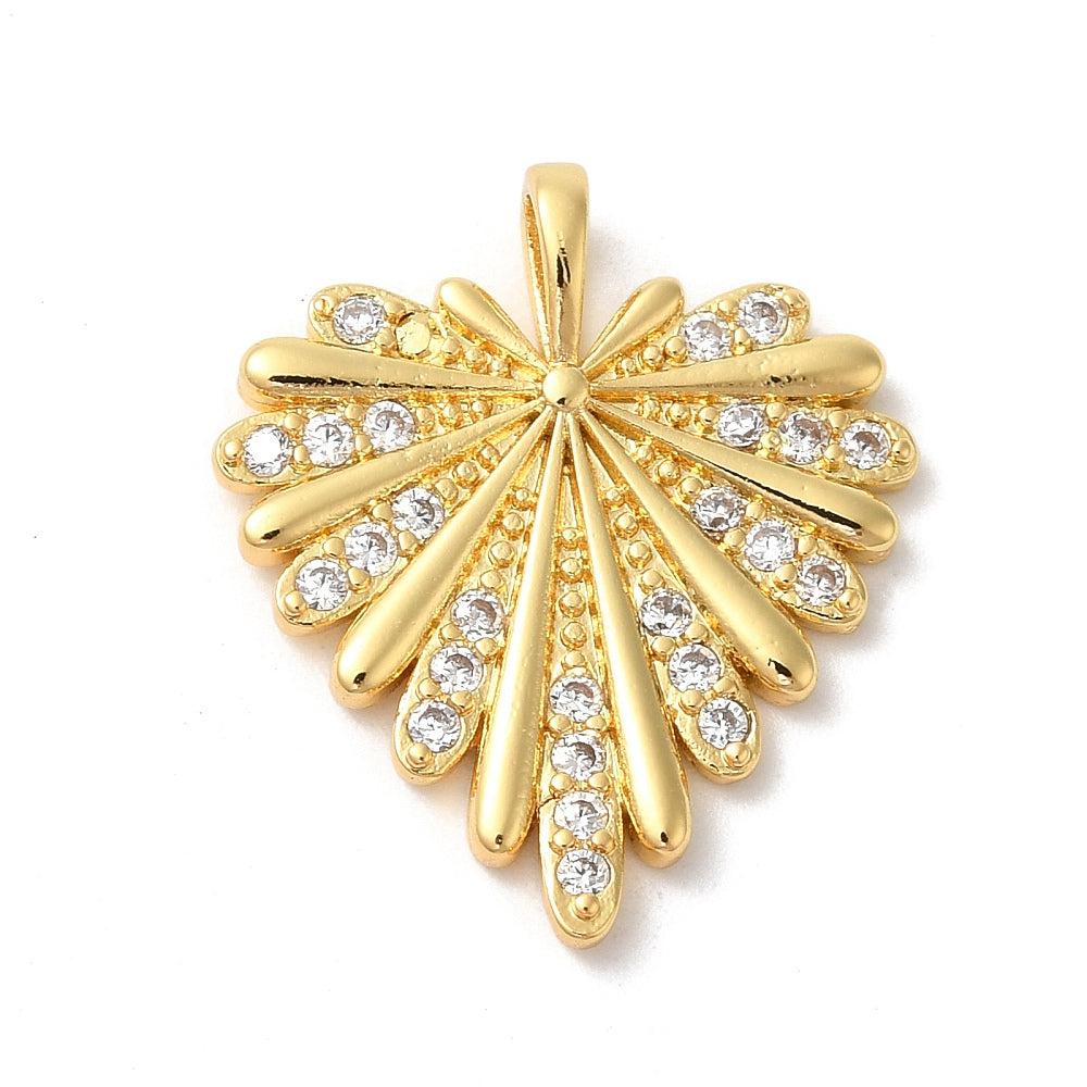 Bedel heart zirconia 18K plated goud 23x20mm-bedels-Kraaltjes van Renate