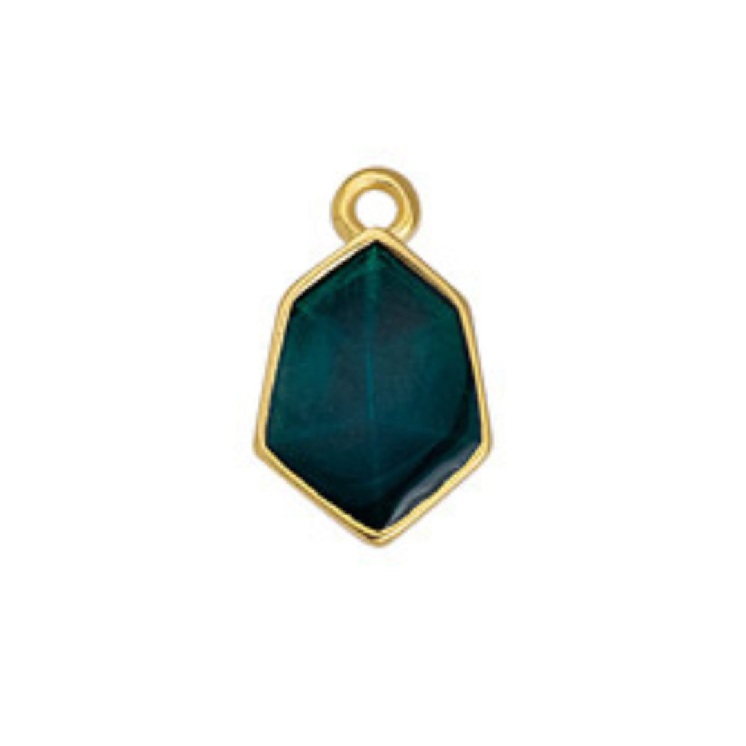 Bedel hexagon groen goud 24kr DQ 13x29mm-bedels-Kraaltjes van Renate