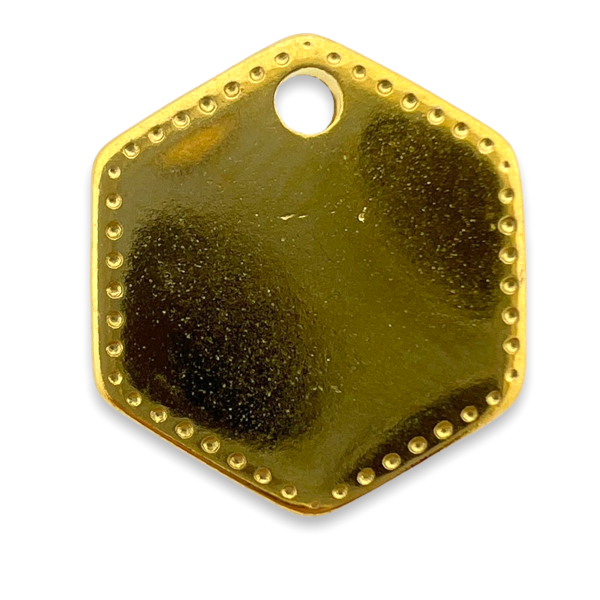 Bedel hexagon motief Goud 24kr DQ 12x13mm-bedels-Kraaltjes van Renate