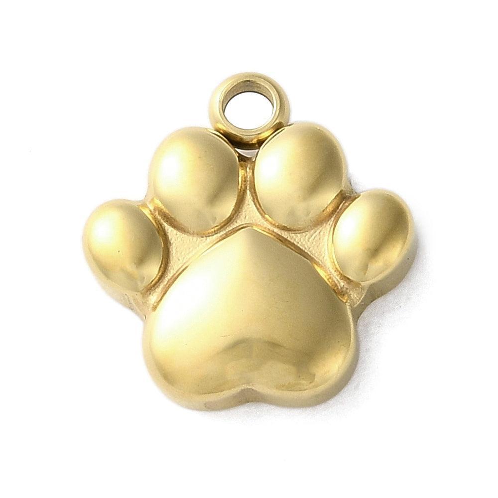 Bedel hondenpoot RVS 18K Goud 12,5mm - per stuk-bedels-Kraaltjes van Renate
