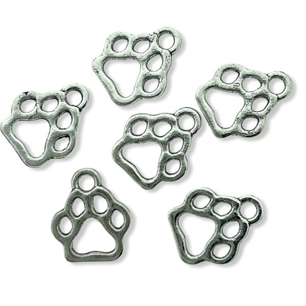 Bedel hondenpoot zilver 13x11mm - 12 stuks-Kraaltjes van Renate