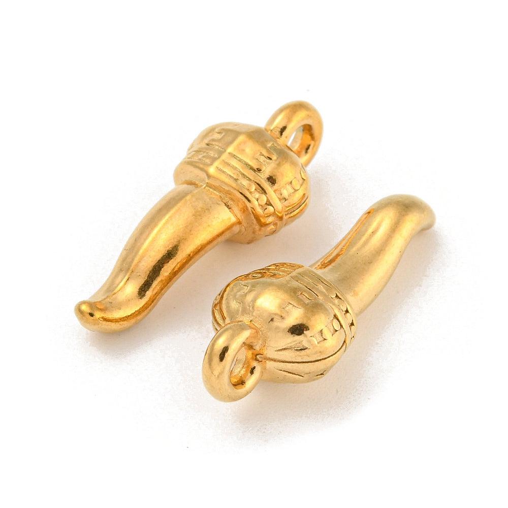 Bedel hoorn RVS goud 18K 25x8mm-bedels-Kraaltjes van Renate