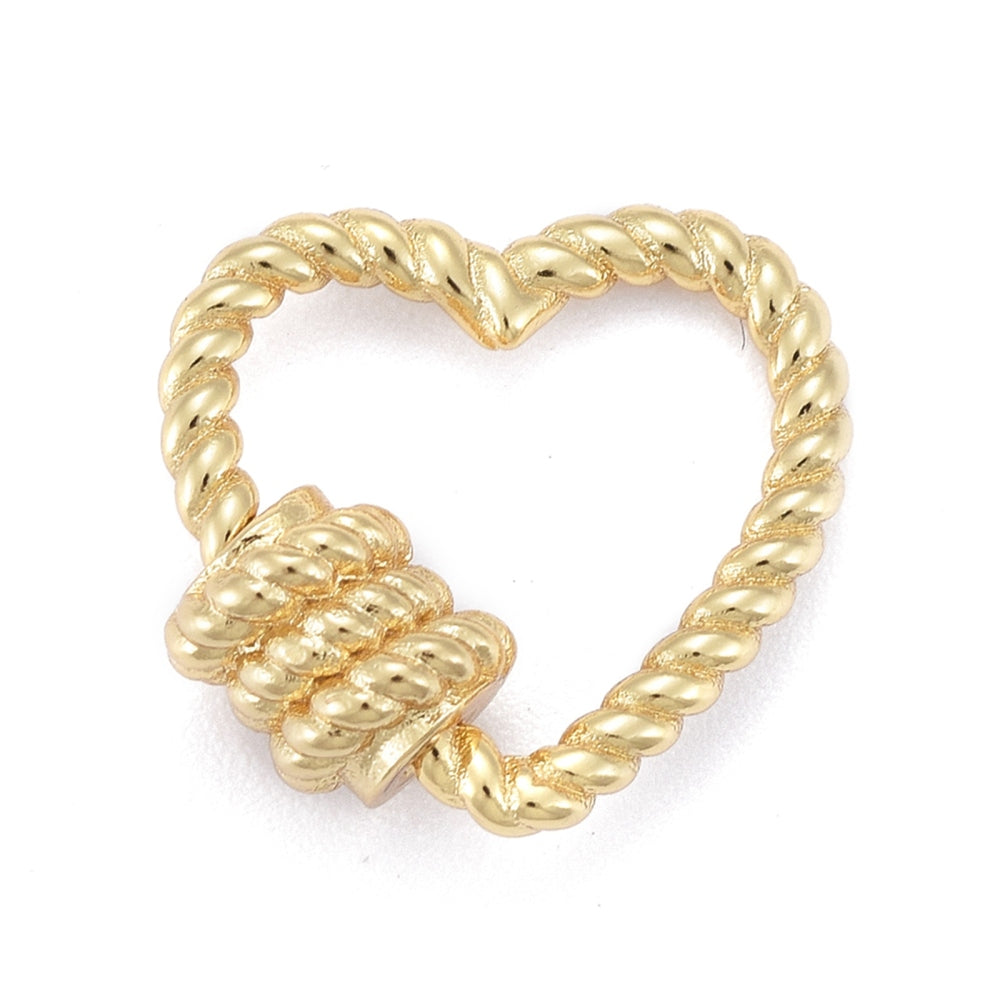 Bedel karabijn hart brass goud 16mm-bedels-Kraaltjes van Renate