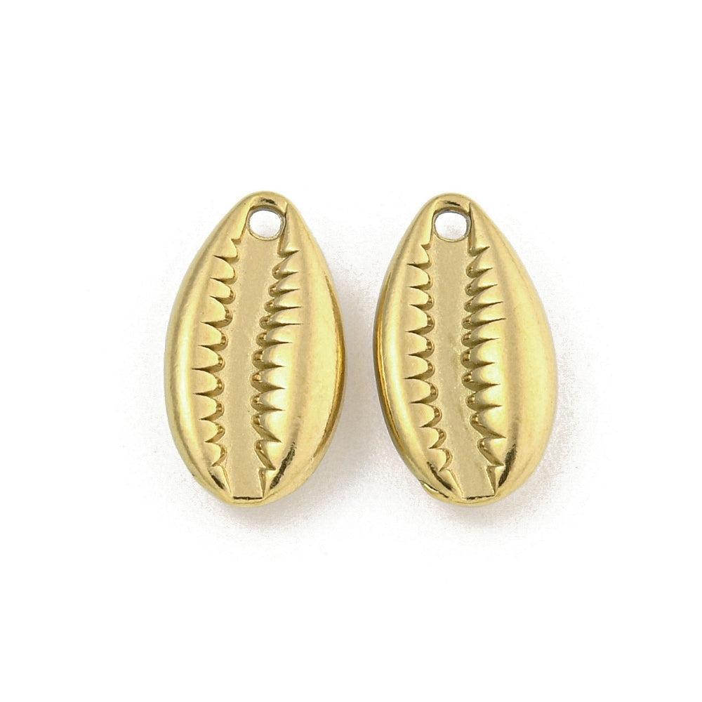 Bedel kauri schelp RVS 18K Goud 14mm - per stuk-bedels-Kraaltjes van Renate