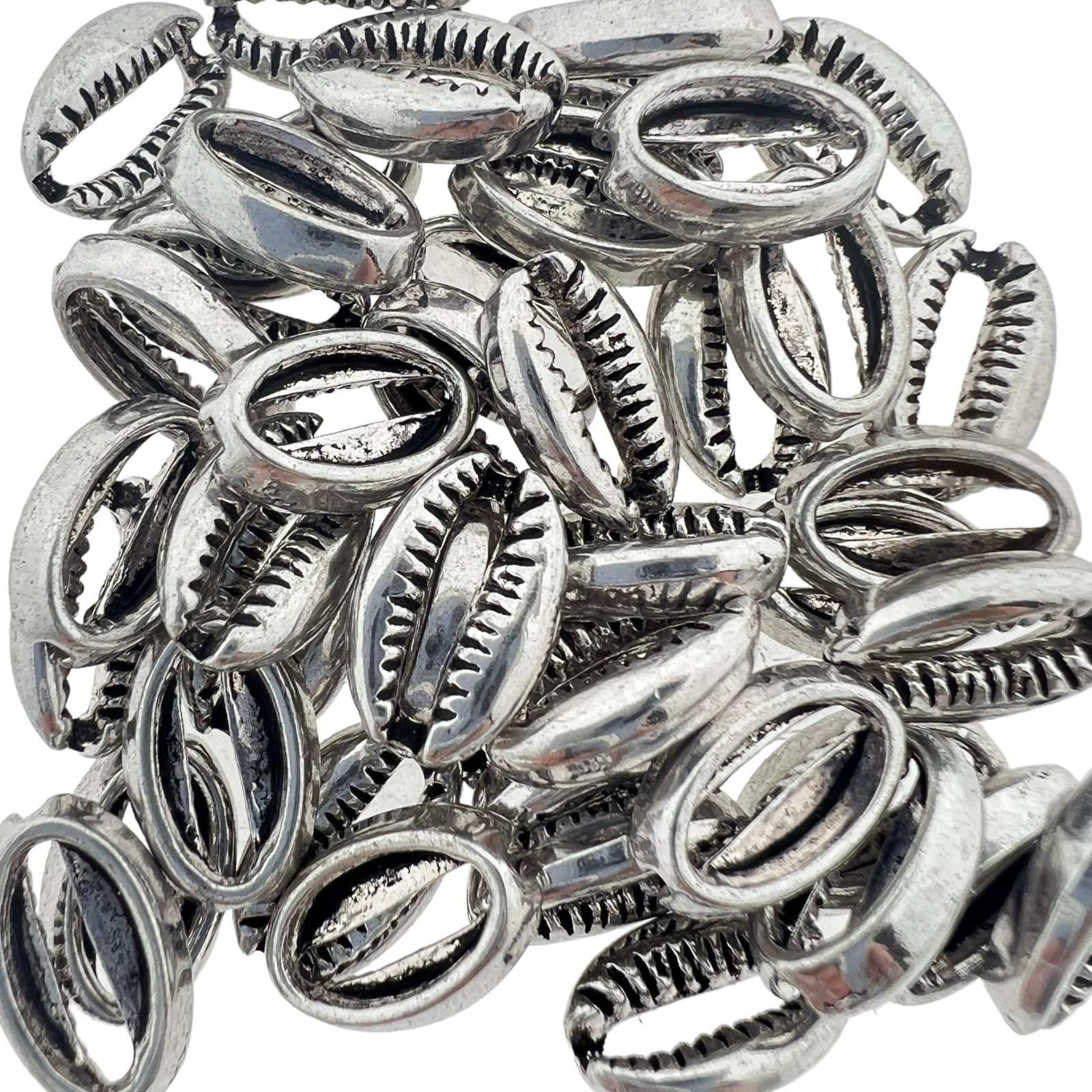 Bedel kaurischelp zilver 12x8mm - 7 stuks-Kralen-Kraaltjes van Renate