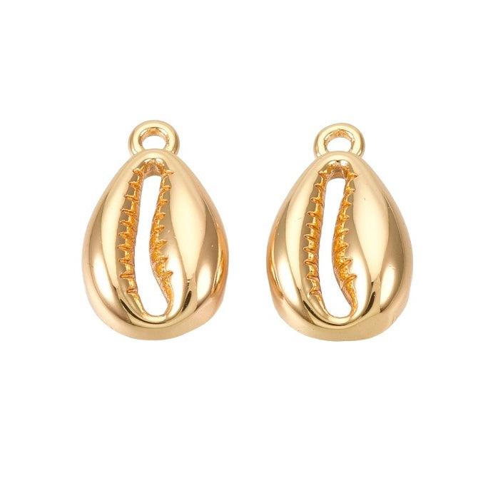 Bedel kaurischelpje Stainless steel 18k Goud 13mm-bedels-Kraaltjes van Renate