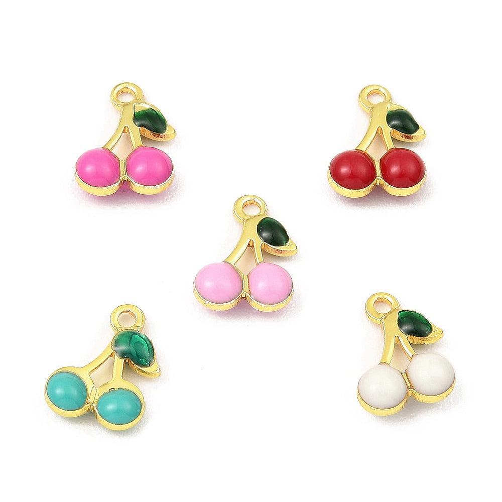 Bedel kers multicolor 18K brass goud 10mm- per stuk-bedels-Kraaltjes van Renate