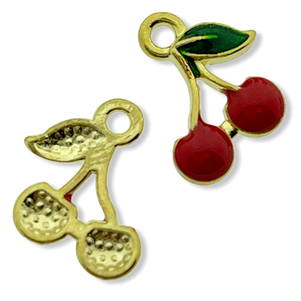 Bedel kers rood-groen goud 13x12mm-Kraaltjes van Renate