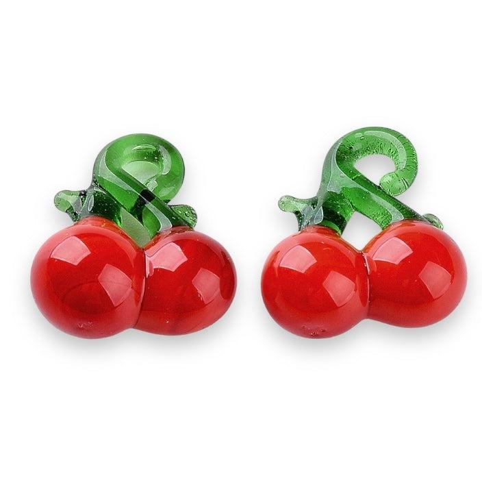 Bedel kers rood-groen lampwork ±18x10mm - per stuk-bedels-Kraaltjes van Renate