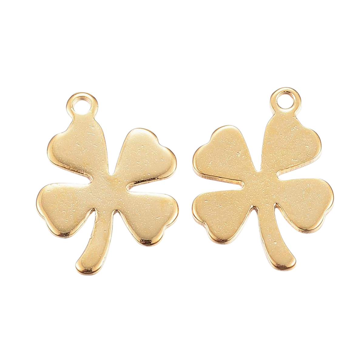 Bedel klavertje 24K RVS goud 13mm - per stuk-bedels-Kraaltjes van Renate