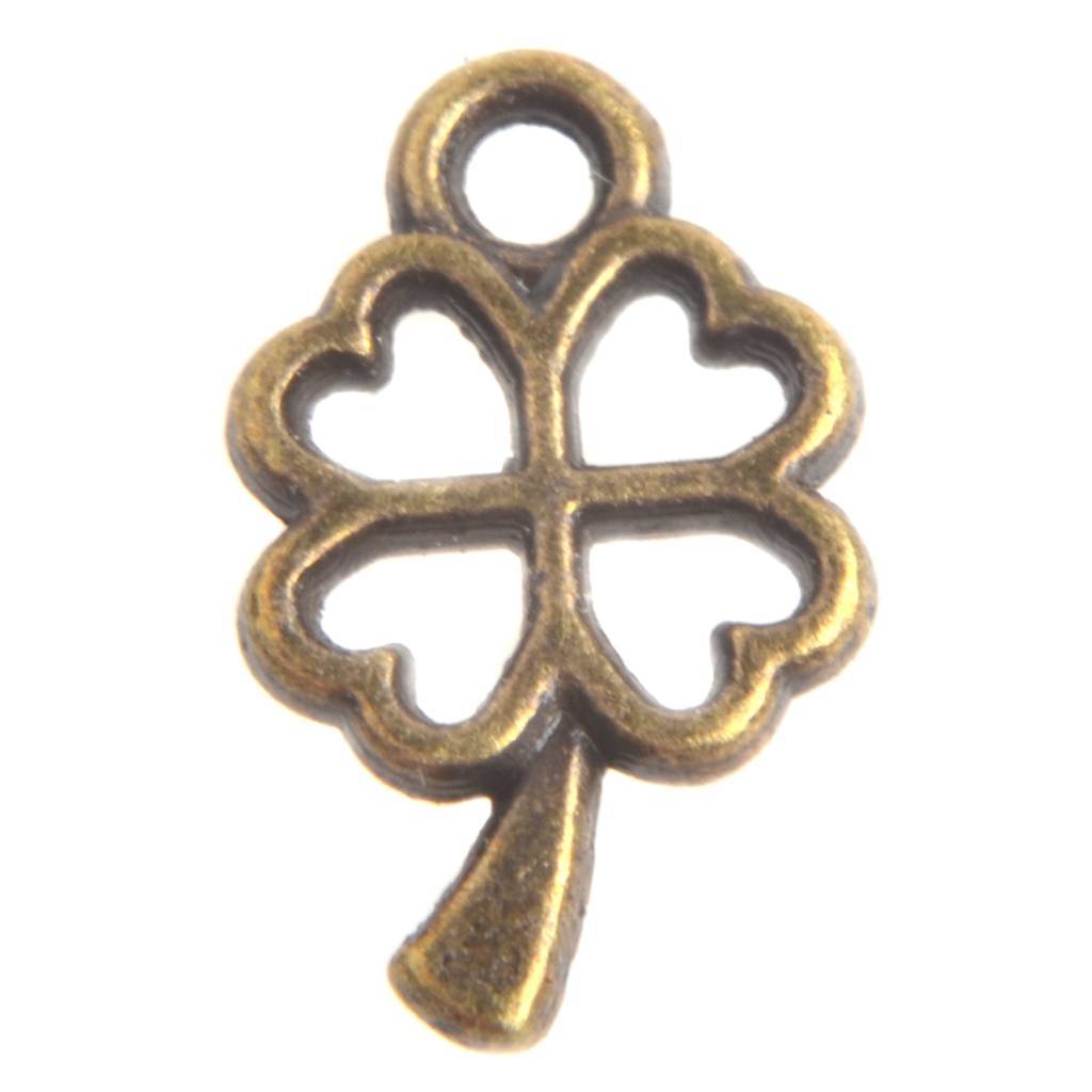 Bedel klavertje vier Brons 10x6mm - 6 stuks-Kraaltjes van Renate