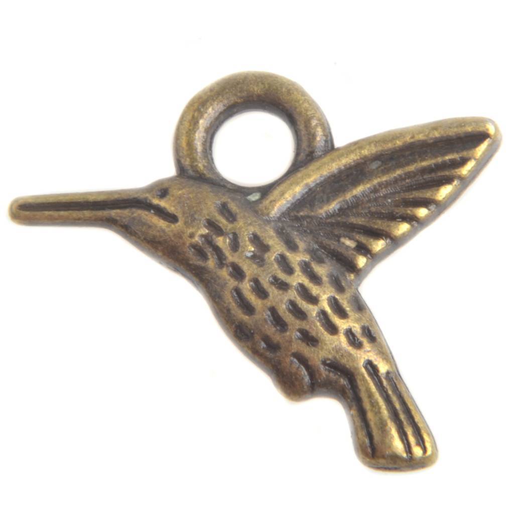 Bedel kolibrie Brons 19x17mm - 4 stuks-Kraaltjes van Renate