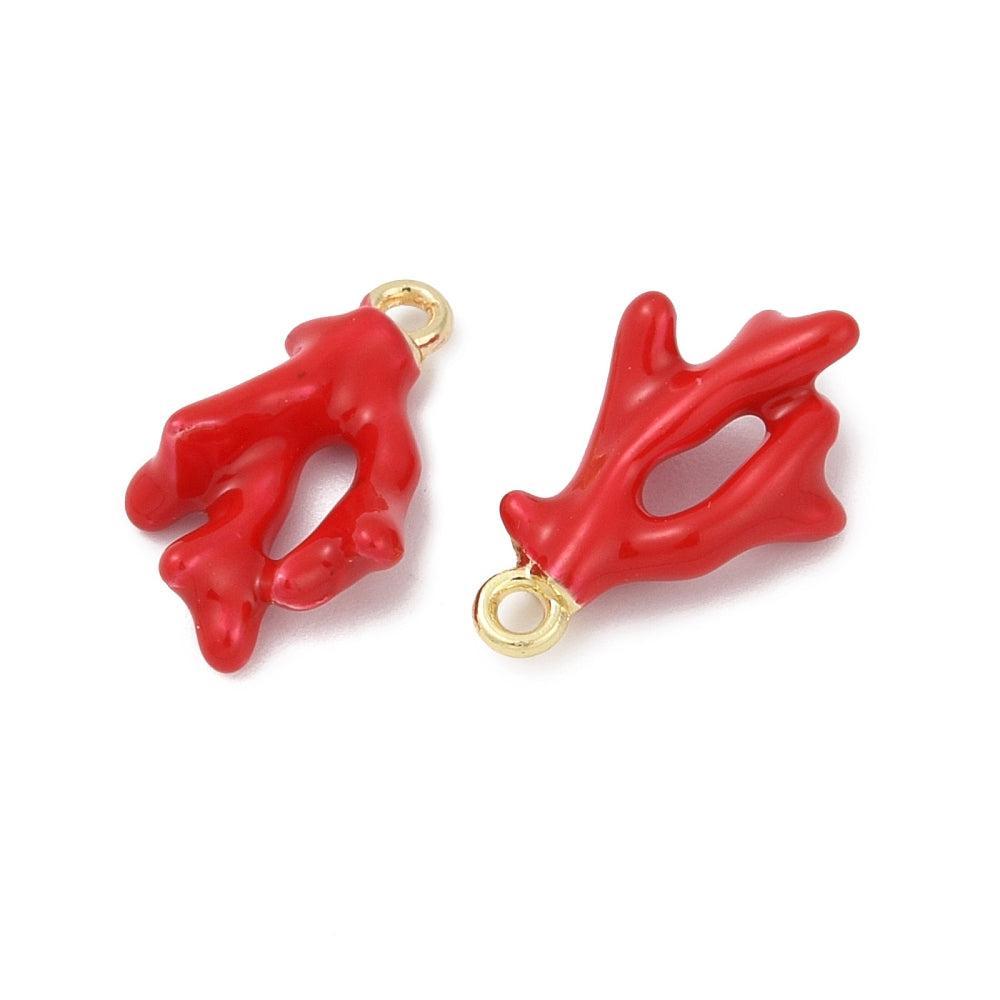 Bedel koraal Goud/Rood 16,5x10mm- Per Stuk-bedels-Kraaltjes van Renate