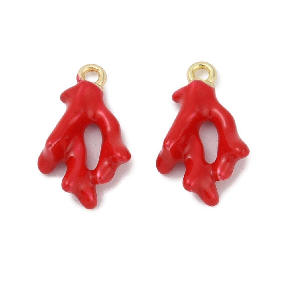 Bedel koraal Goud/Rood 16,5x10mm- Per Stuk-bedels-Kraaltjes van Renate