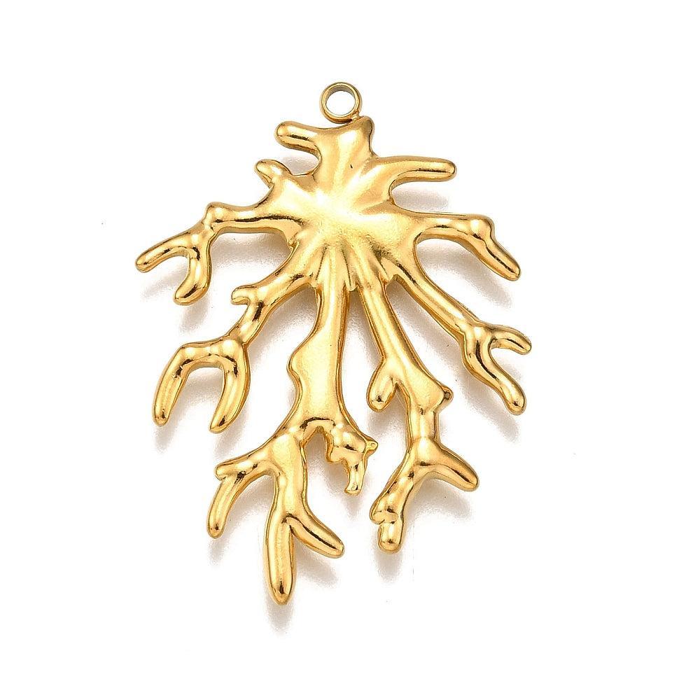 Bedel koraal RVS 18K Goud 36mm - per stuk-bedels-Kraaltjes van Renate