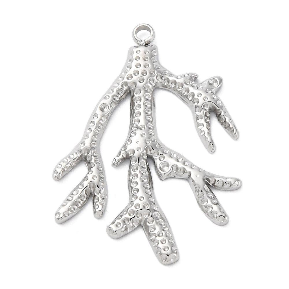 Bedel koraal RVS Zilver 27,5mm- per stuk-bedels-Kraaltjes van Renate