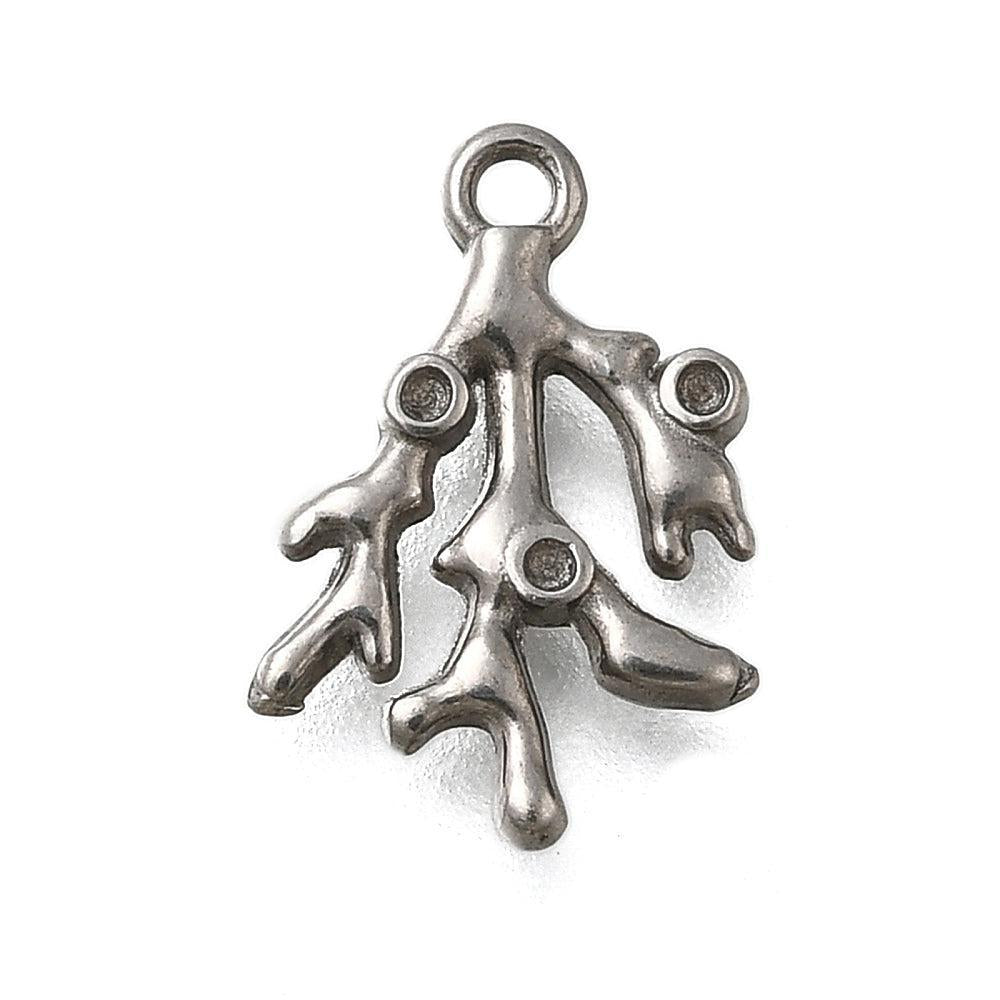 Bedel koraal RVS zilver 13,5mm- per stuk-bedels-Kraaltjes van Renate