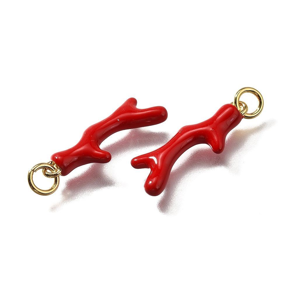 Bedel koraal rood RVS 18K Goud 22mm - per stuk-bedels-Kraaltjes van Renate