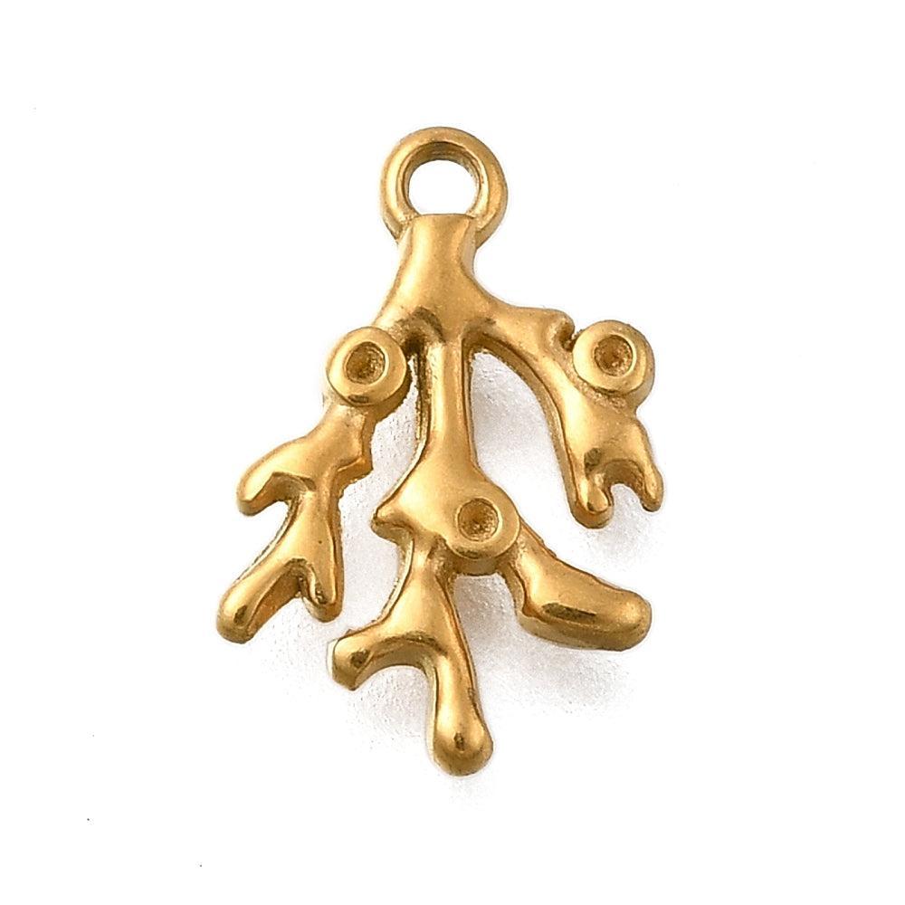 Bedel koraaltak setting RVS 18K Goud 13,5mm - per stuk-bedels-Kraaltjes van Renate