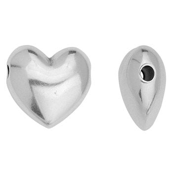Bedel kraal hart RVS zilver 17mm- per stuk-bedels-Kraaltjes van Renate