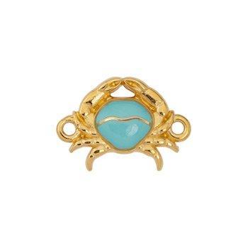 Bedel krab tussenzetsel RVS 24K goud aqua 19mm - per stuk-bedels-Kraaltjes van Renate