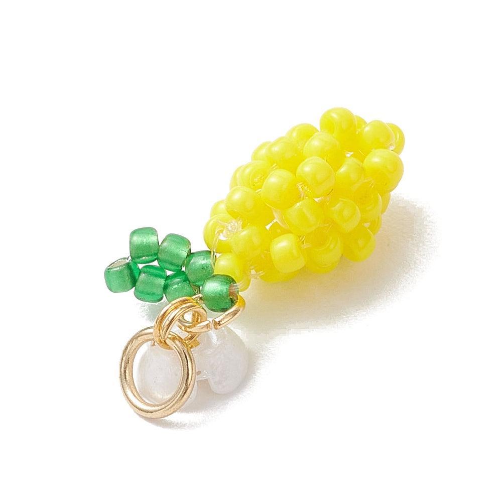 Bedel kralen fruit Geel Met Bloem goud 20mm- per stuk-bedels-Kraaltjes van Renate