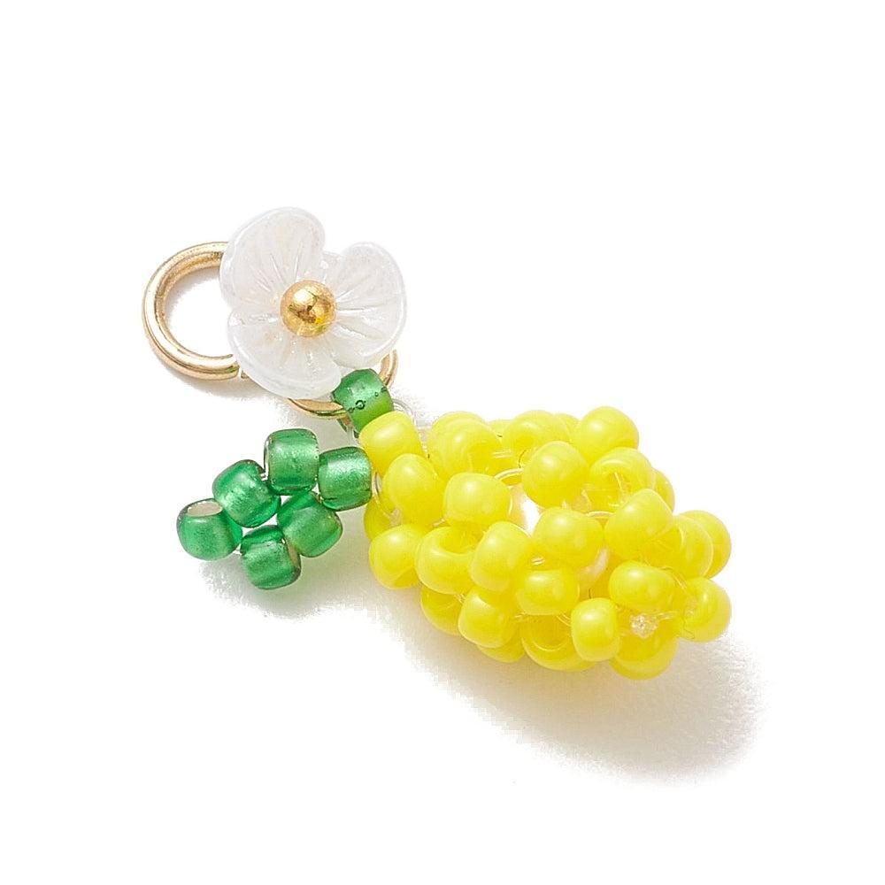 Bedel kralen fruit Geel Met Bloem goud 20mm- per stuk-bedels-Kraaltjes van Renate