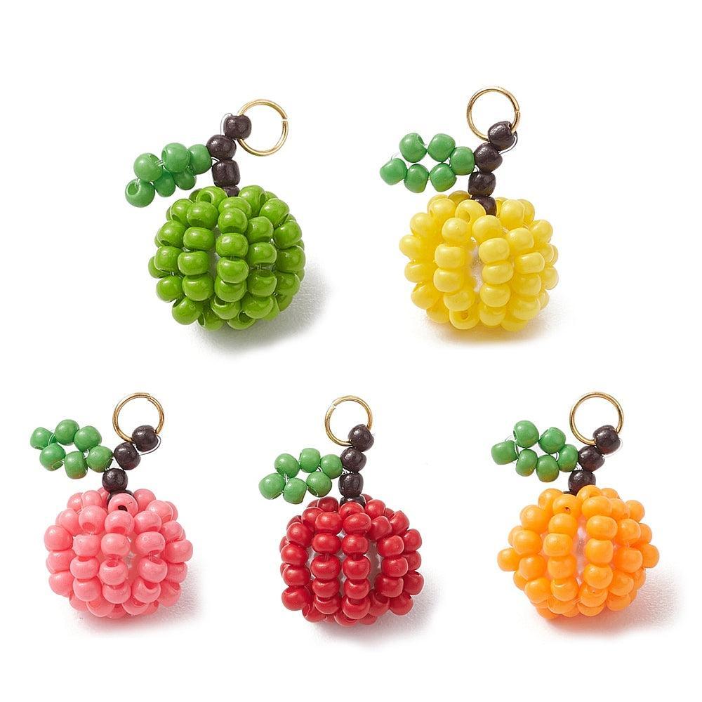 Bedel kralen fruit Multicolor Appel goud 16x10mm- per stuk-bedels-Kraaltjes van Renate
