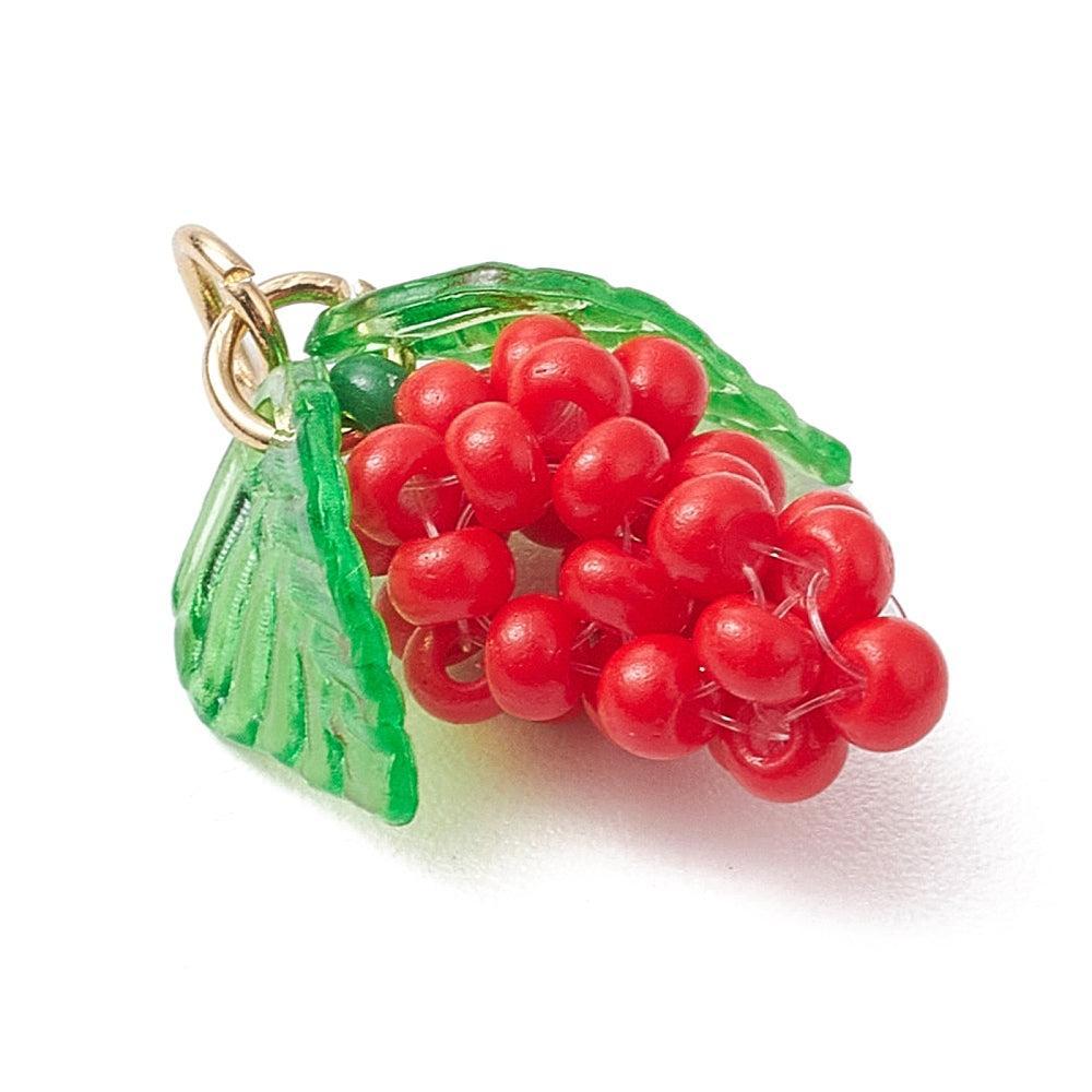 Bedel kralen fruit Rood grape goud 14,5mm- per stuk-bedels-Kraaltjes van Renate