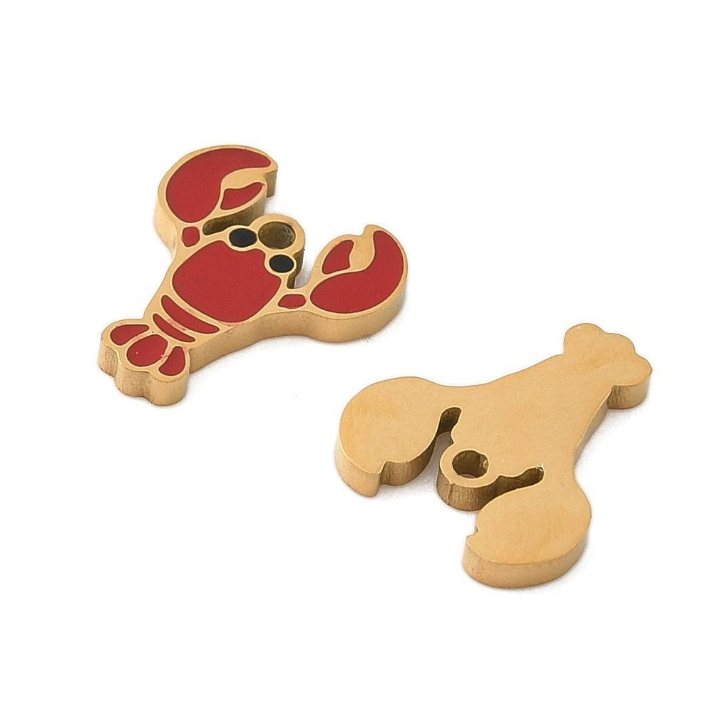 Bedel kreeft RVS rood goud 11mm - per stuk-bedels-Kraaltjes van Renate