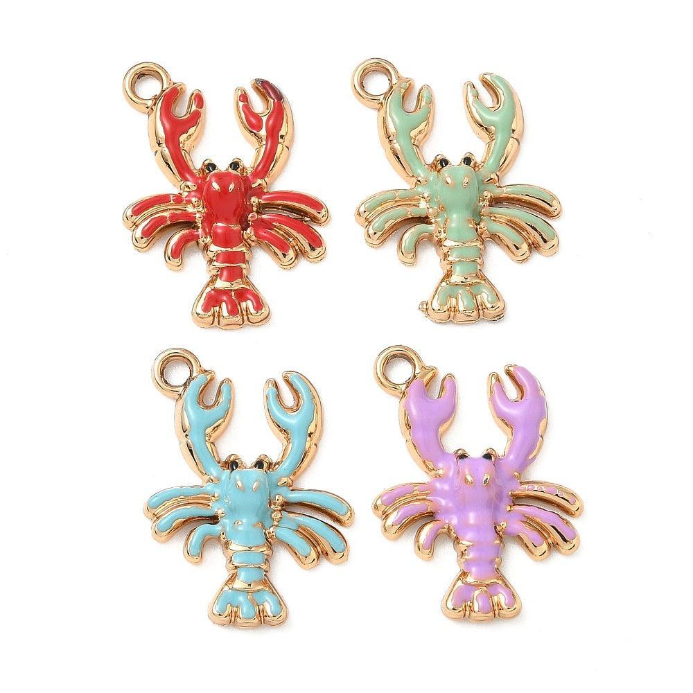 Bedel kreeft multicolor / goud 24mm - per stuk-bedels-Kraaltjes van Renate
