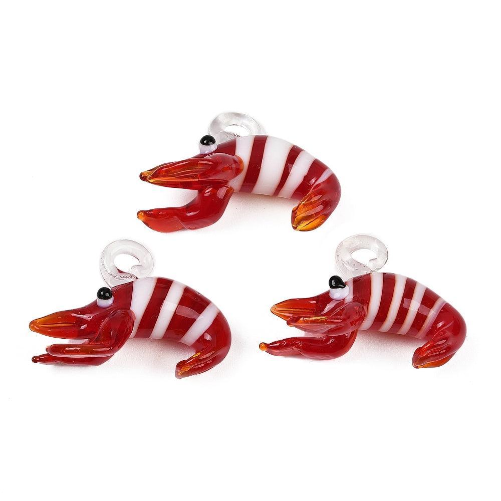 Bedel kreeft rood/wit lampwork 18.5mm - per stuk-bedels-Kraaltjes van Renate