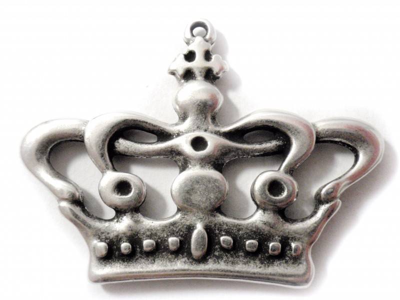 Bedel kroon metaal zilver DQ 60x44mm-Kraaltjes van Renate